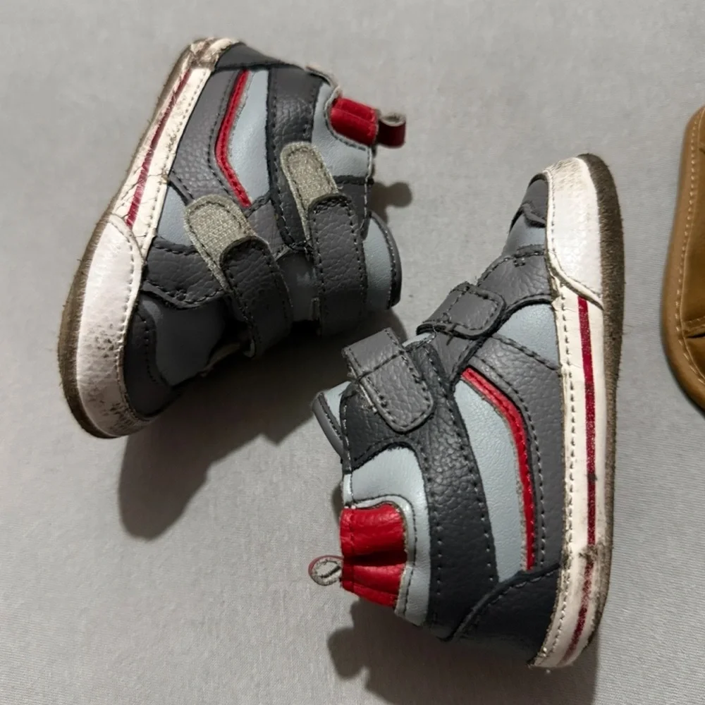 2pc 6-9months Baby Shoe Bundle - Soft Padded Sneakers & Boots